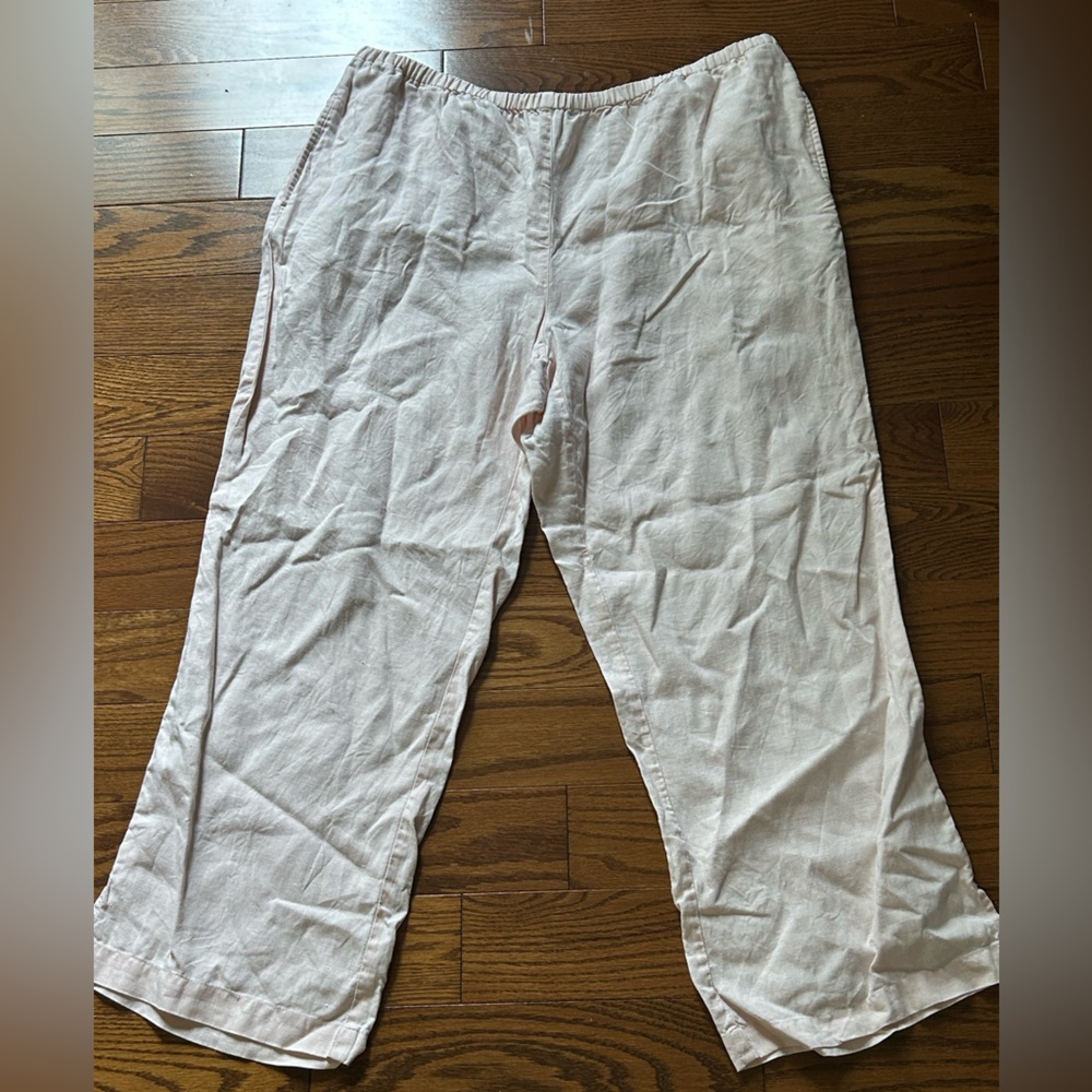 Liz Claiborne Blush Pink Linen Petite Pants Sz M. Runs bigger.